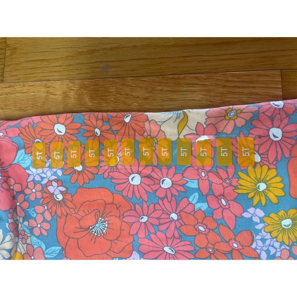 Carters Toddler Girls 5T Floral Ruffle Neck Sleeveless Top Retro Flower NWT - Picture 2 of 5